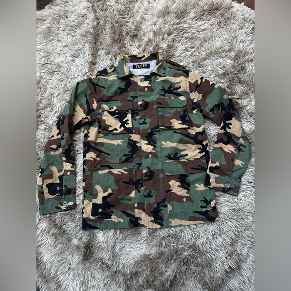 Yeezy Season 1 Kanye West Size S Saint Pablo Camo Army Button Up Canvas Jacket - Picture 3 of 8